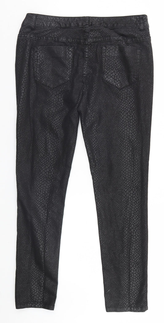 South Womens Black Animal Print Straight Jeans Size 12 L24 in