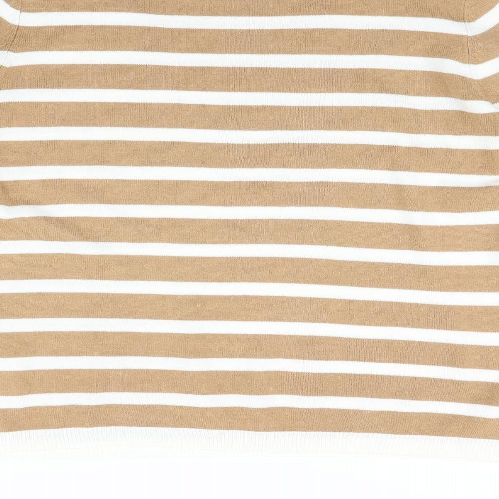 Marks and Spencer Womens Beige Striped Pullover Jumper Size 12