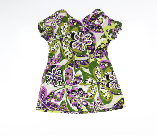 James Lakeland Womens Green Floral Basic Blouse Size M