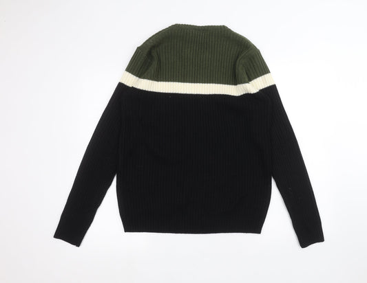 Identic Mens Black Pullover Jumper Size M