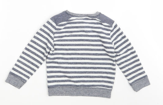 Rebel Boys White Striped Pullover Sweatshirt Size 6-7 Years