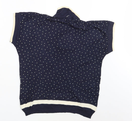 Fashion Extra Womens Blue Polka Dot Pullover Sweatshirt Size 14