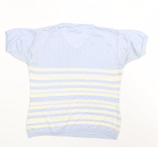 Sara Woman Womens Blue Striped Pullover Sweatshirt Size 14