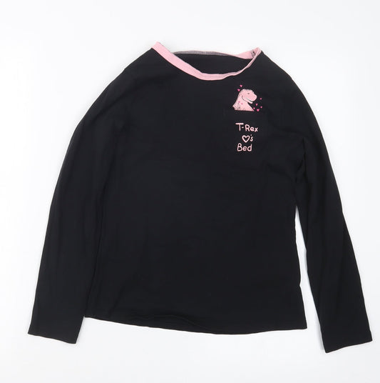 George Girls Black Geometric Top Pyjama Top Size 11-12 Years