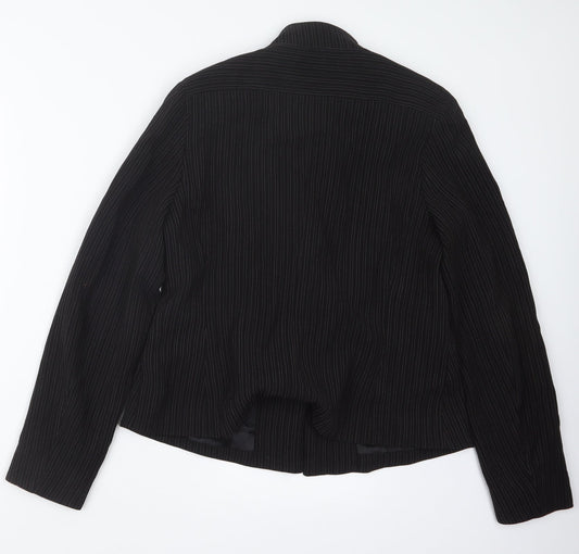 Logion Roots Womens Black Striped Jacket Size 16
