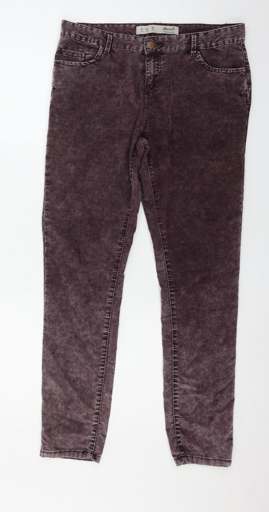 Denim & Co. Womens Purple Denim Trousers Size 14 L29 in