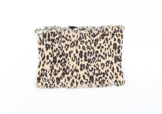 Topshop Womens Brown Animal Print Cropped T-Shirt Size 8