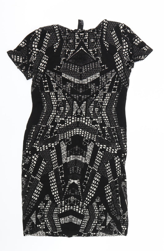 H&M Womens Black Geometric Wrap Dress Size M