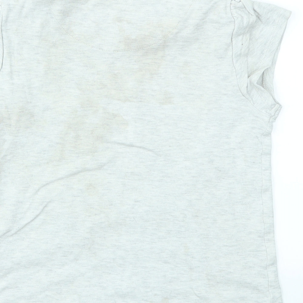 George Girls Grey Floral Basic T-Shirt Size 8-9 Years