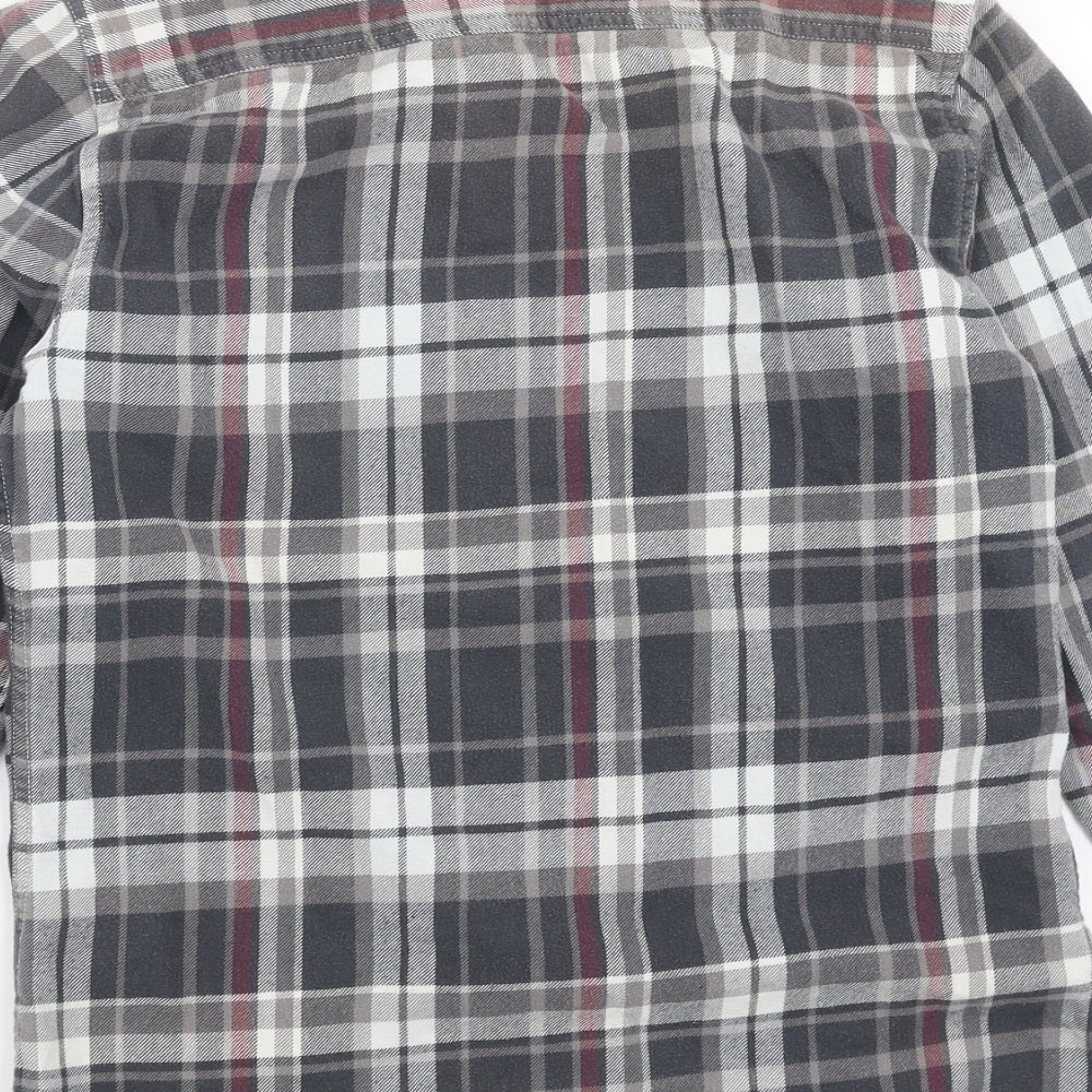 Topman Mens Grey Plaid Button-Up Size S