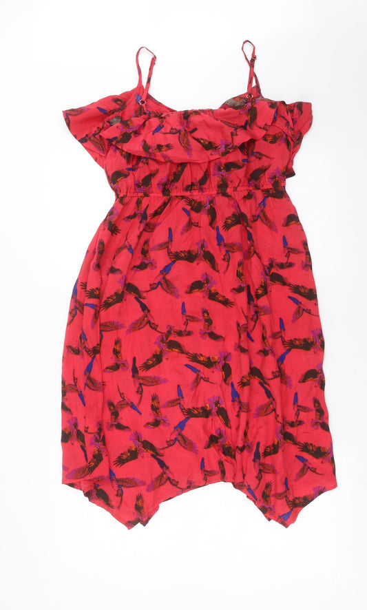 boho style Womens Red Shift Size M - Bird pattern