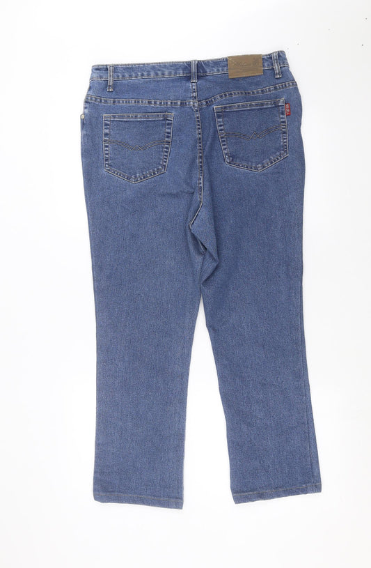 YIFAN Womens Blue Denim Straight Jeans Size 35 in L25 in