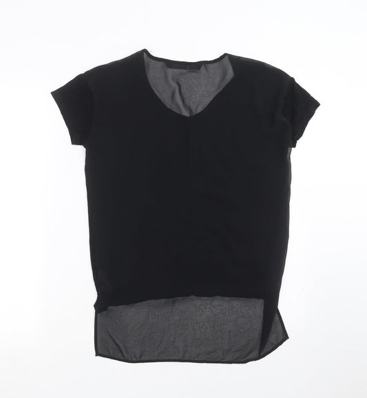 NEXT Womens Black Basic T-Shirt Size 6 - sheer