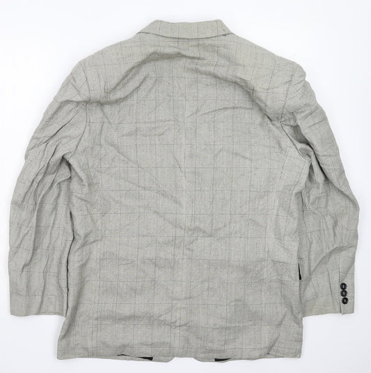 Barisal Mens Grey Check Jacket Suit Jacket Size 40