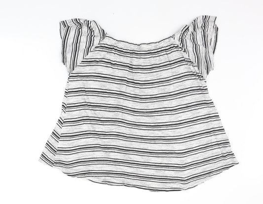 Matalan Womens Grey Striped Basic Blouse Size 14