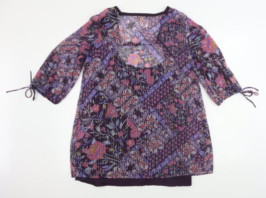 Marks and Spencer Womens Purple Floral Basic Blouse Size 12