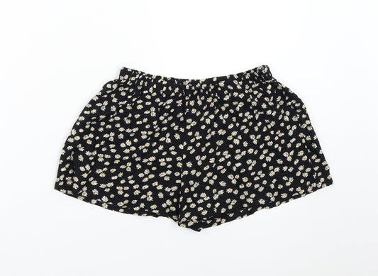 NEXT Girls Black Floral Hot Pants Shorts Size 10 Years