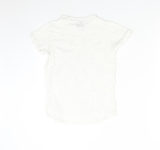 NEXT Boys White Basic T-Shirt Size 8 Years - Skateboard Skeleton