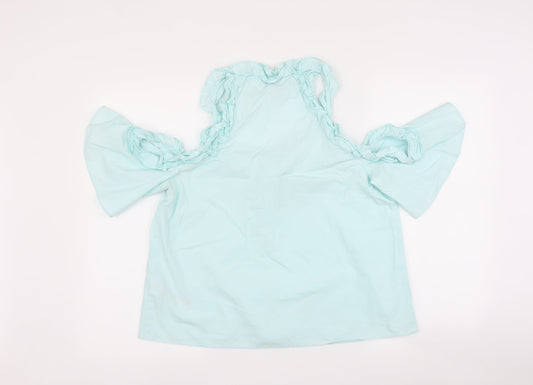 Topshop Womens Blue Basic Blouse Size 12
