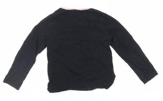 George Girls Black Solid Top Pyjama Top Size 6-7 Years
