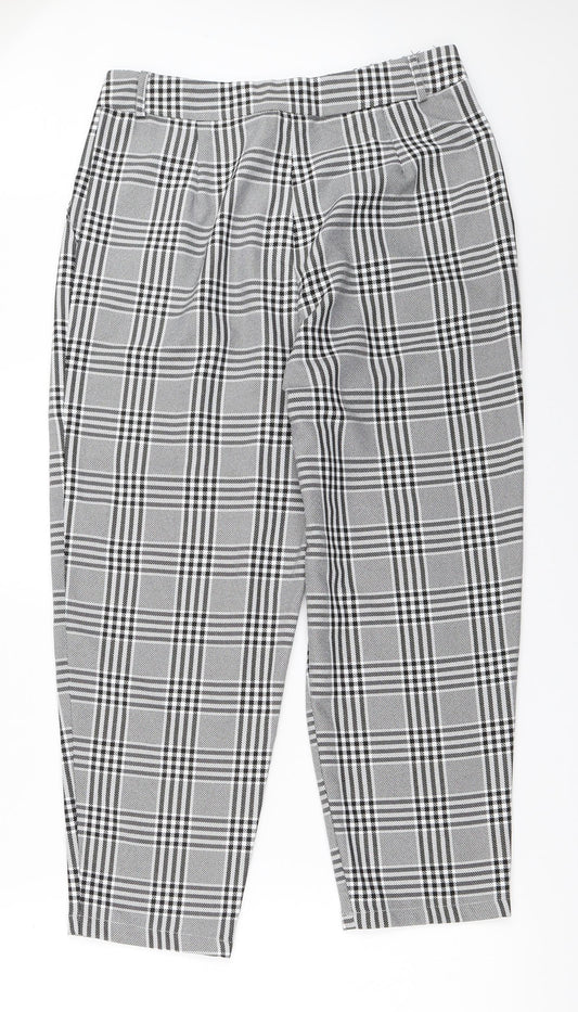 Teen Blue Womens Black Check Capri Trousers Size 42 L24.5 in