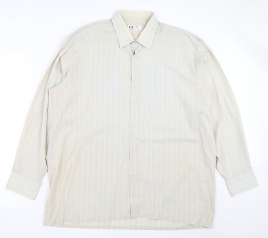 MC Mens Beige Striped Button-Up Size 17