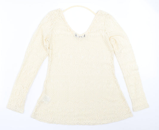 Look Kool Womens Ivory Basic Blouse Size L