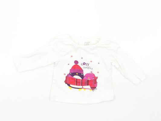 Mini Club Girls White Geometric Basic T-Shirt Size 3-6 Months