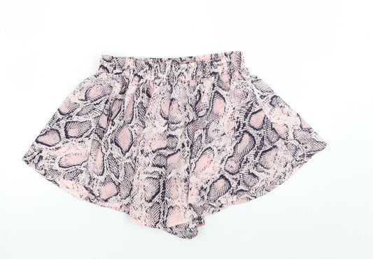 PRETTYLITTLETHING Womens Pink Animal Print Bermuda Shorts Size 6