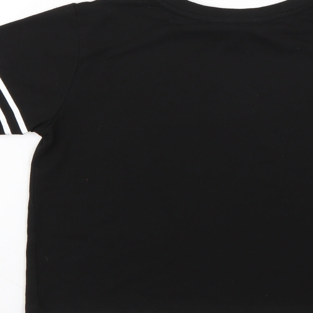 miss evie Girls Black Geometric Basic T-Shirt Size 9-10 Years