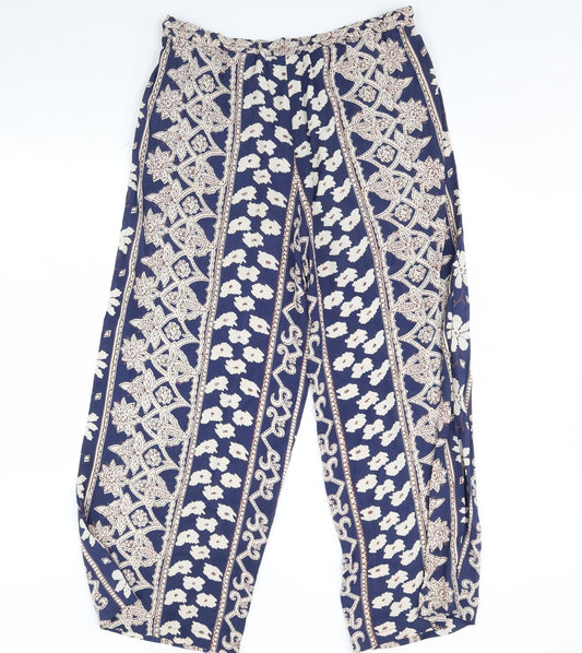 exit clothing Womens Blue Fair Isle Trousers Size S L32 in