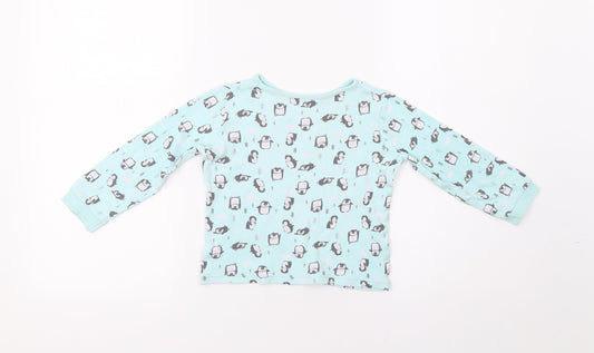 George Girls Blue Top Pyjama Top Size 3-4 Years - Penguin Print