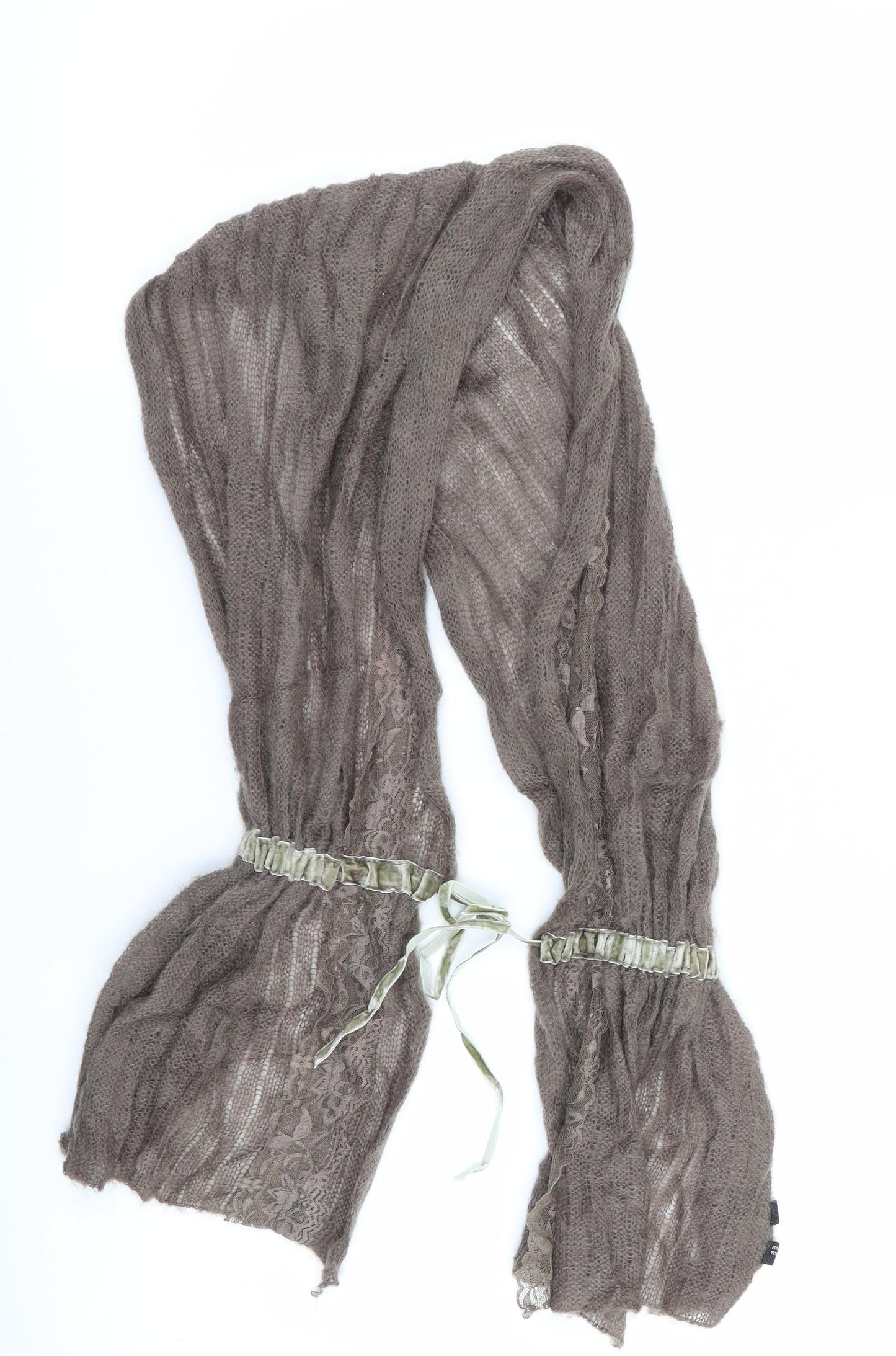 Passigat Womens Brown Scarf - Drawstring Scarf - lace insert
