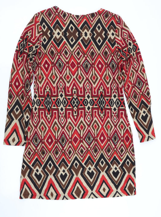 Nabella Womens Orange Geometric Jumper Dress Size M