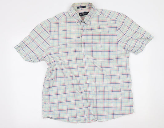 M&S Mens Green Plaid Button-Up Size M