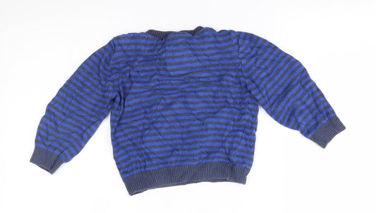 M&Co Boys Blue Striped Pullover Jumper Size 4-5 Years