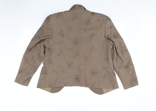 Classics Womens Brown Floral Blazer Size 16
