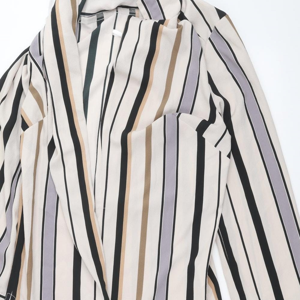 Anthology Womens Beige Striped Cardigan Jumper Size 14