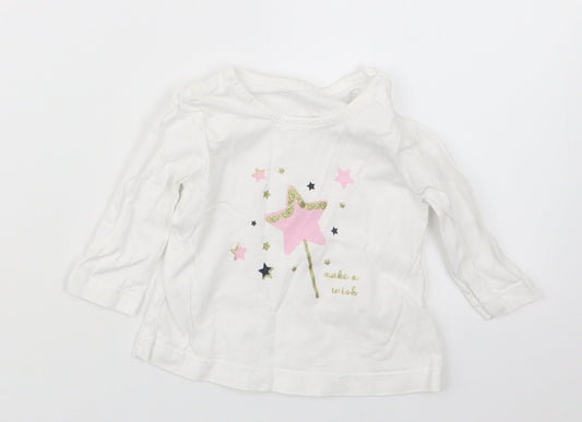 Matalan Girls White Basic T-Shirt Size 3-6 Months