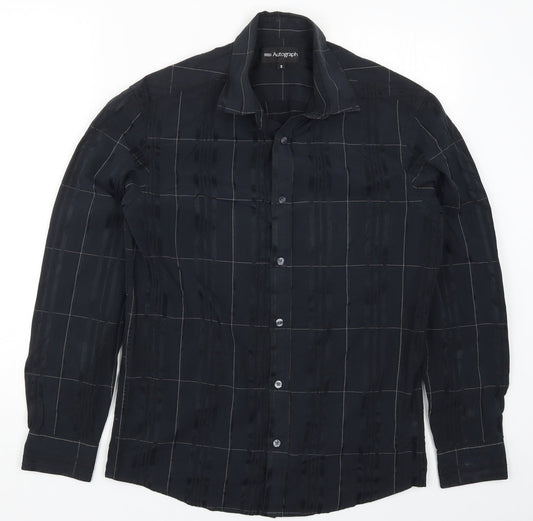 Marks and Spencer Mens Black Check Button-Up Size S