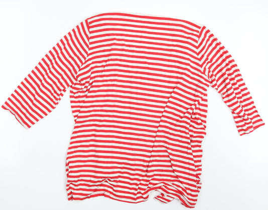 Preworn Womens Red Striped Pullover Sweatshirt One Size