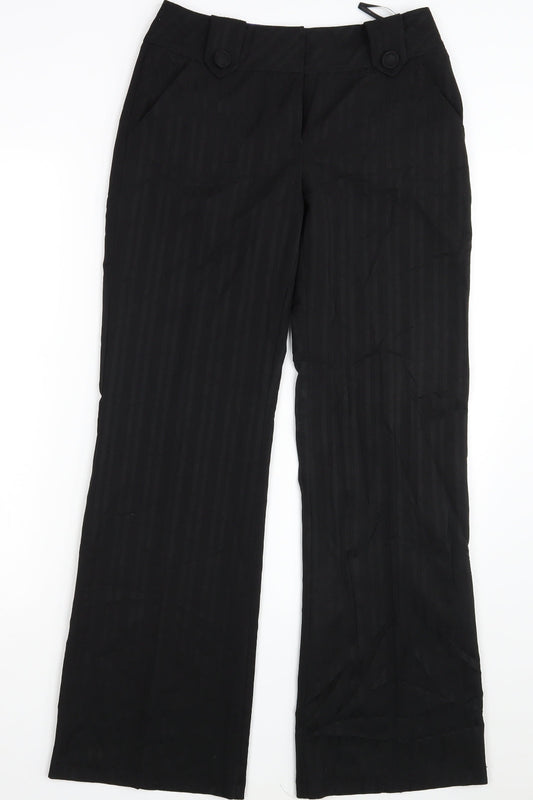Dorothy Perkins Womens Black Striped Dress Pants Trousers Size 6 L31 in