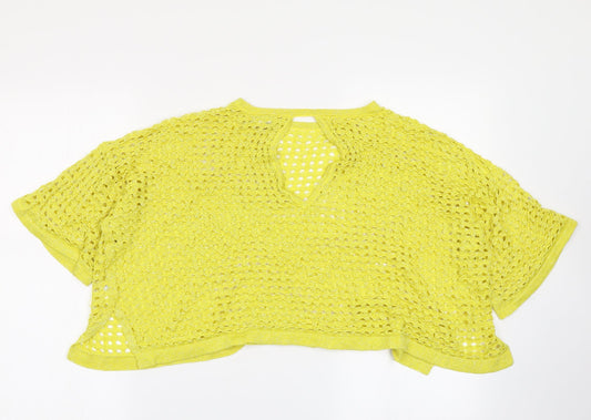 River Island Womens Yellow Cropped T-Shirt Size M