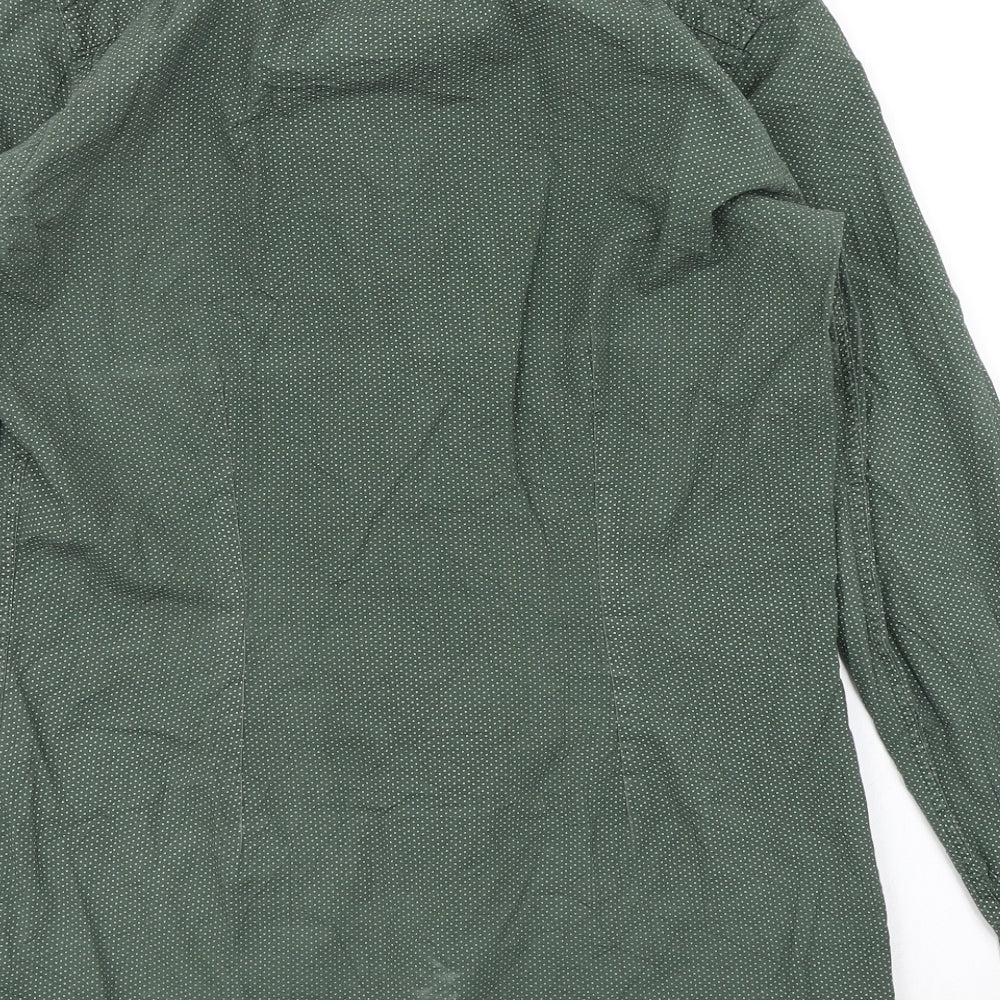 NEXT Mens Green Polka Dot Button-Up Size 14.5