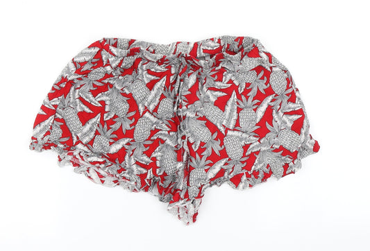Lola May Womens Red Floral Hot Pants Shorts Size 8