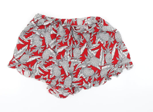 Lola May Womens Red Floral Hot Pants Shorts Size 8