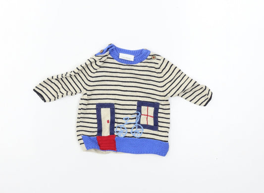 NEXT Boys Beige Striped Knit Pullover Jumper One Size - bike