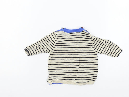 NEXT Boys Beige Striped Knit Pullover Jumper One Size - bike