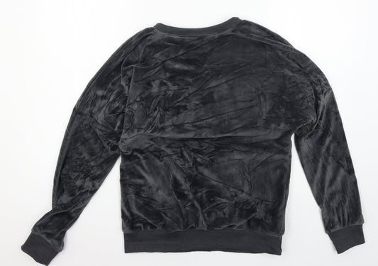 Emma & Ashley Womens Grey Velour Pullover Sweatshirt Size L - Faux Fur