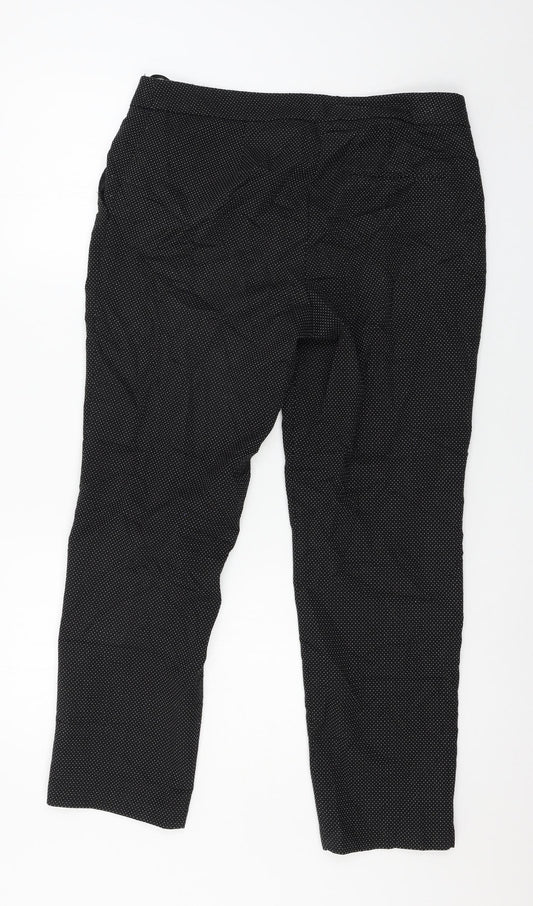 Warehouse Womens Black Polka Dot Trousers Size 14 L27 in